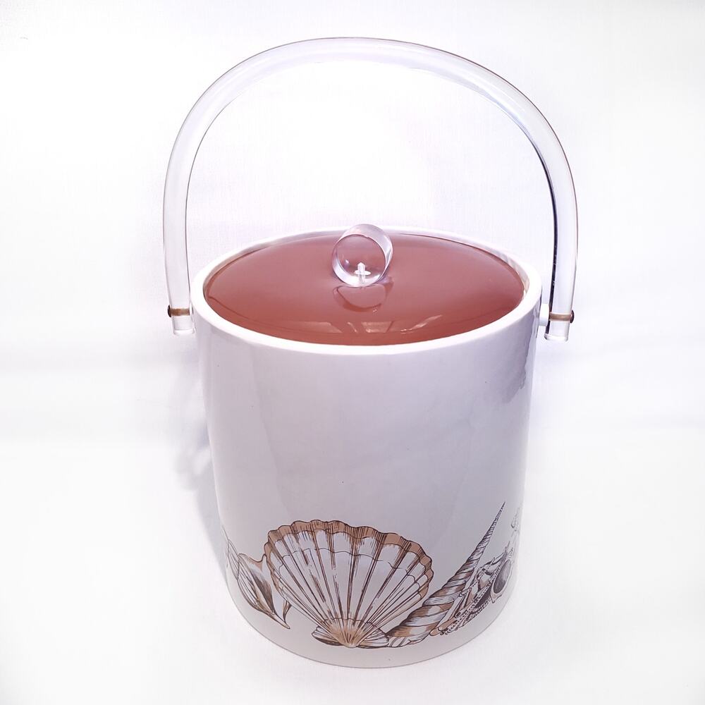 Mid Century Seashell Ice Bucket Lucite Vintage Bar Decor
